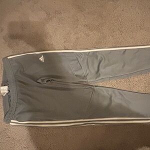 Adidas Kids Gray Joggers with White Stripes